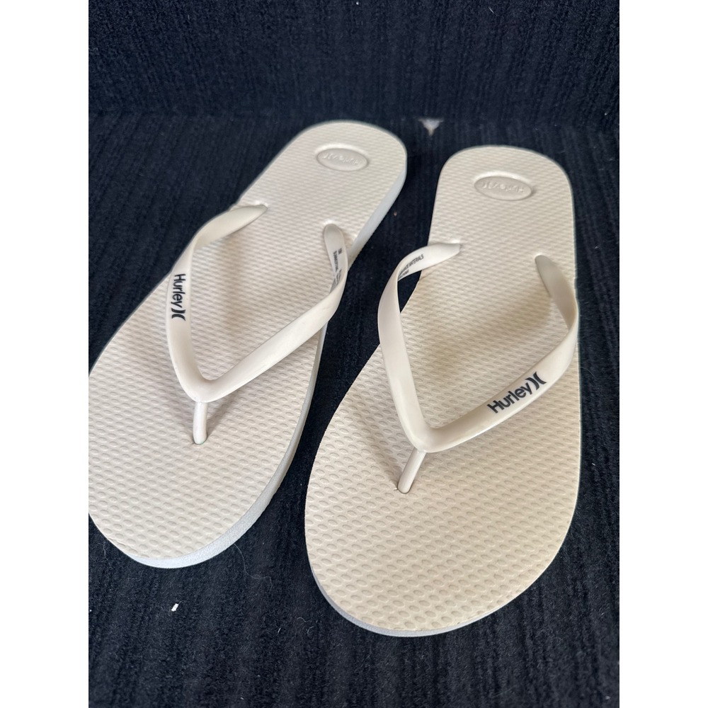 Hurley Womens Cream Rubber Flip Flop Sandals Size 10